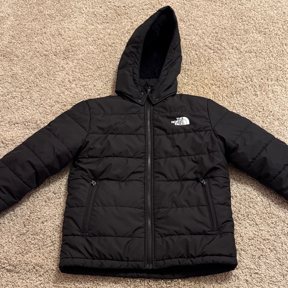 The North Face Black puffer Jacket reversible fleece with hood - Picture 1 of 6